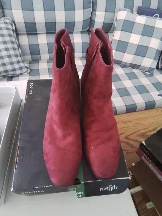 East 5th Shoes - East 5th Red Suede Booties With Side Buckle Size 9